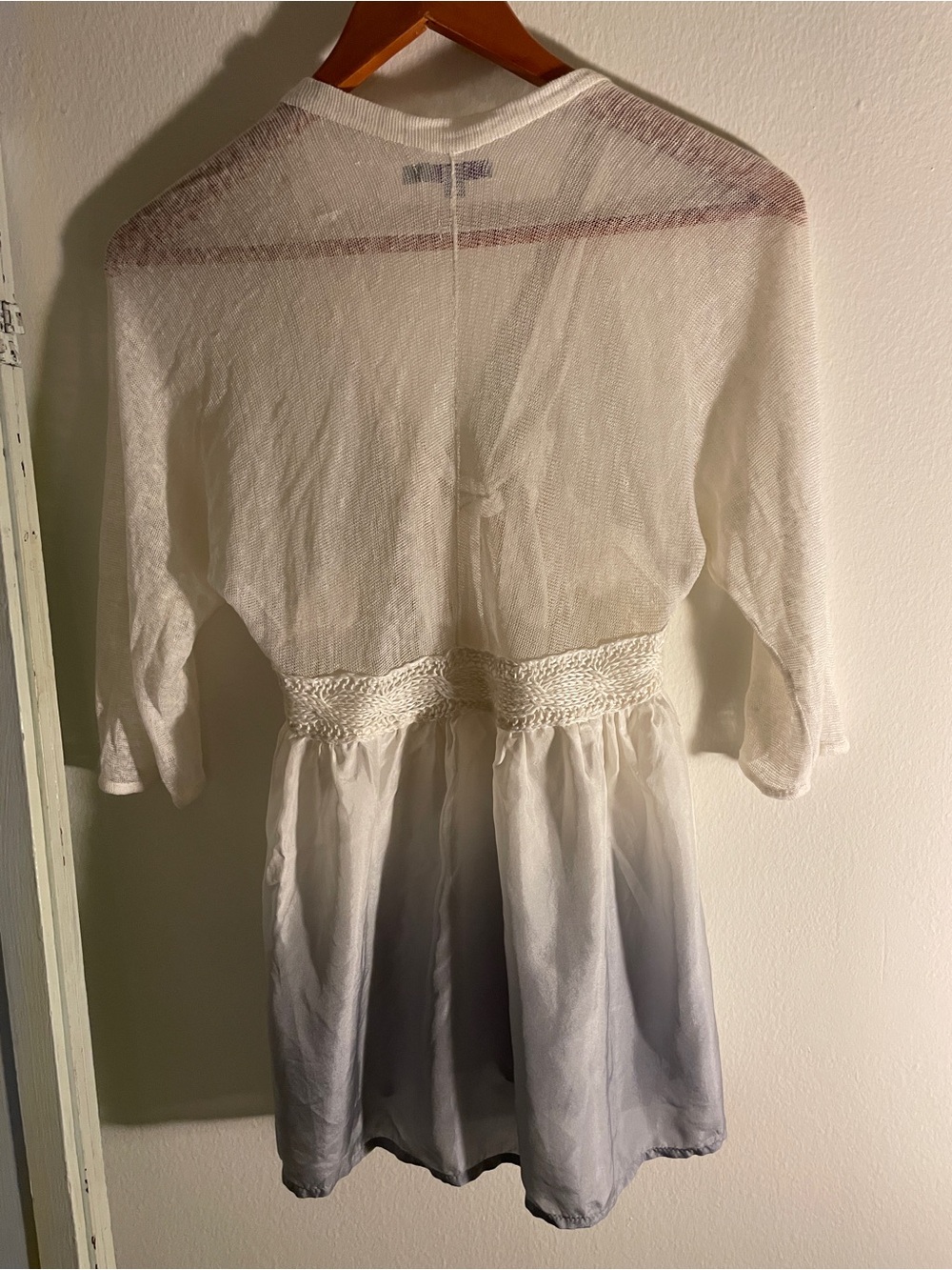 Calypso St. Barth Cream to Lilac/Gray Ombre Tie-Front silk and linen top - Picture 6 of 9